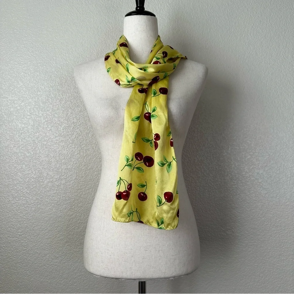 Managrove & NY 100% Silk Cherry Print Scarf